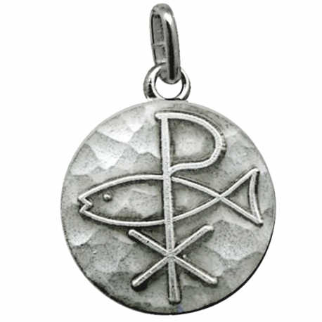 medaille bapteme pax avec poisson argent