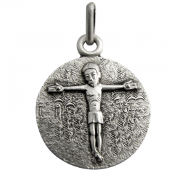 medaille bapteme christ bras en croix argent