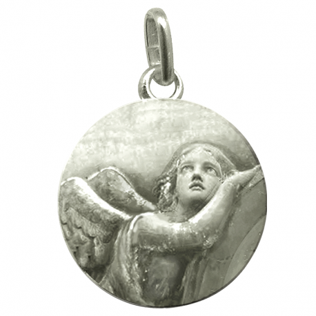 medaille bapteme ange contemplatif argent