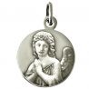 medaille bapteme ange couronne fleurs argent