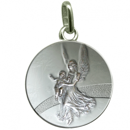 medaille bapteme ange gardien chemin argent