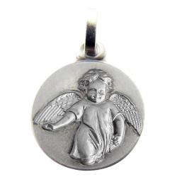 medaille bapteme ange marchant argent