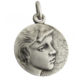 medaille bapteme profil ange argent