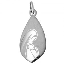 medaille bapteme vierge enfant goutte gravure laser argent