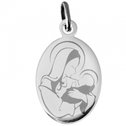 medaille bapteme vierge enfant ovale argent 