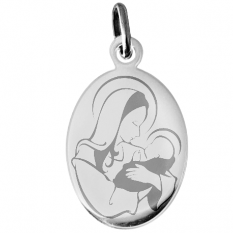 medaille bapteme vierge enfant ovale argent 