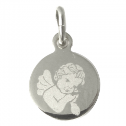 medaille bapteme petit ange gravee laser argent