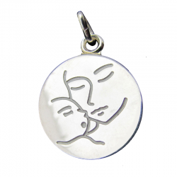 medaille bapteme visage vierge enfant argent