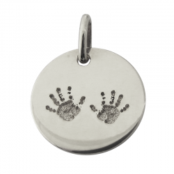 medaille bapteme petites mains argent