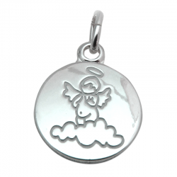 medaille bapteme ange nuage argent