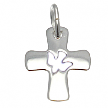 pendentif bapteme croix colombe argent