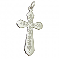 pendentif bapteme croix florale argent