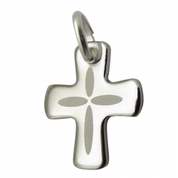 pendentif bapteme croix petales argent 