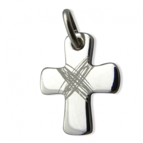 pendentif bapteme croix dessin argent