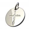 pendentif bapteme croix geometrie rond argent