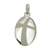 pendentif bapteme croix elancee ovale argent