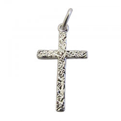 pendentif bapteme croix pepite argent 