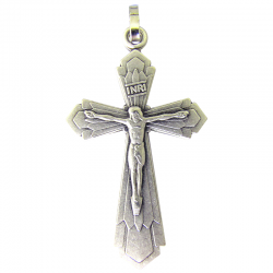 pendentif bapteme croix christ flamme amour argent