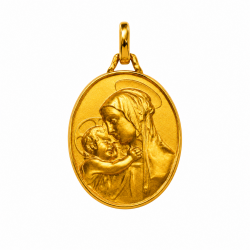 Médaille Vierge à l'enfant de Boticelli ovale (plaqué or)