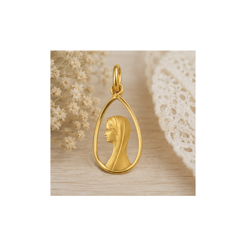 Médaille Vierge jeune ajourée (plaqué or)
