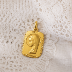 Médaille Vierge d'or brillante (plaqué or)