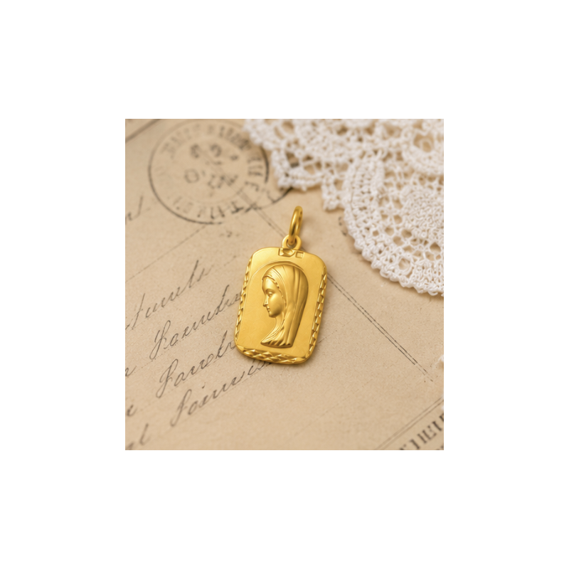Médaille Vierge d'or brillante (plaqué or)