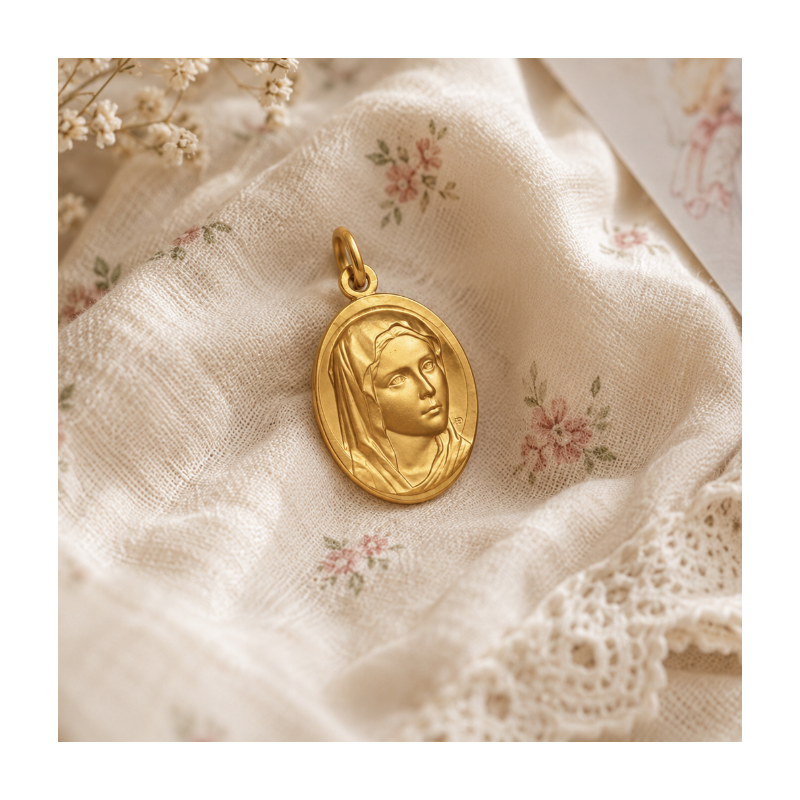 Médaille Vierge au regard (plaqué or)