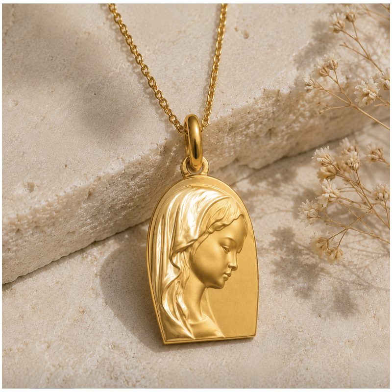 Médaille Vierge en sabot (plaqué or)