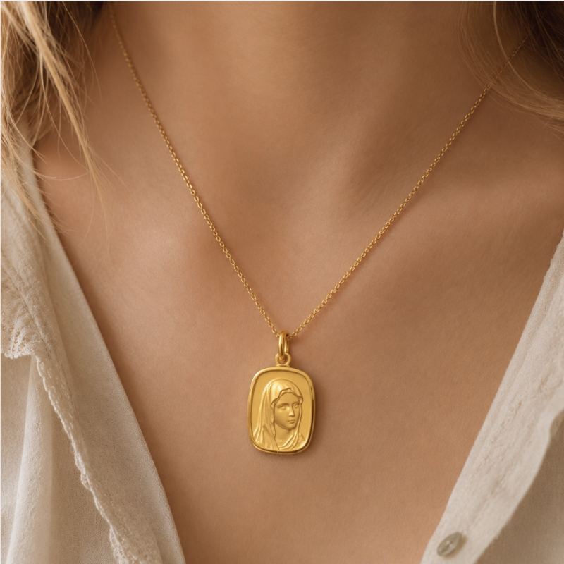 Médaille Vierge aux apparitions (plaqué or)