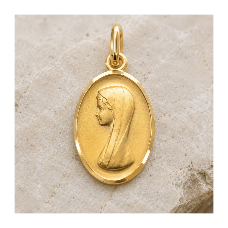 Médaille Vierge jeune ovale (plaqué or)