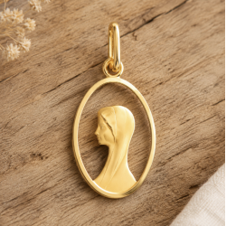 Médaille Vierge jeune ovale...