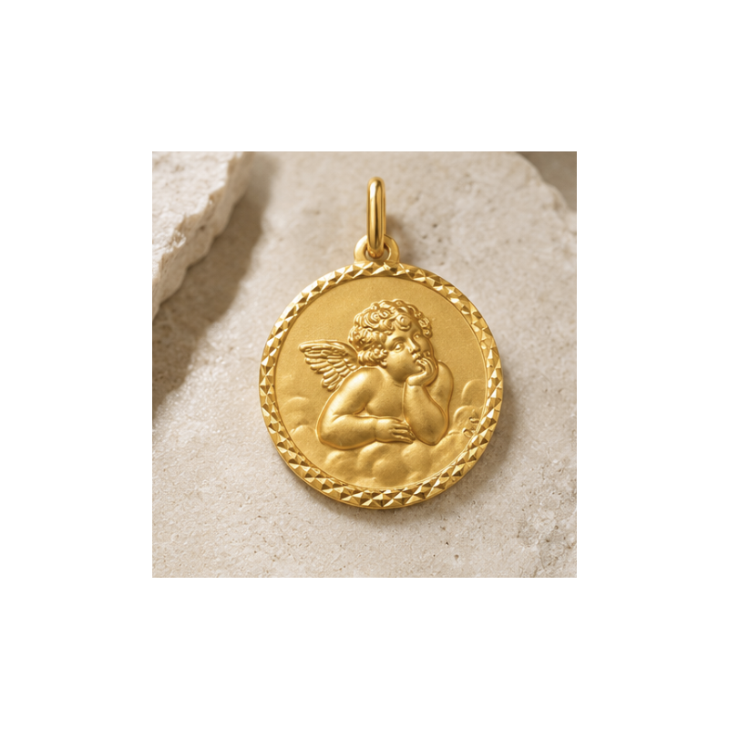 Médaille Angelot facetté (plaqué or)