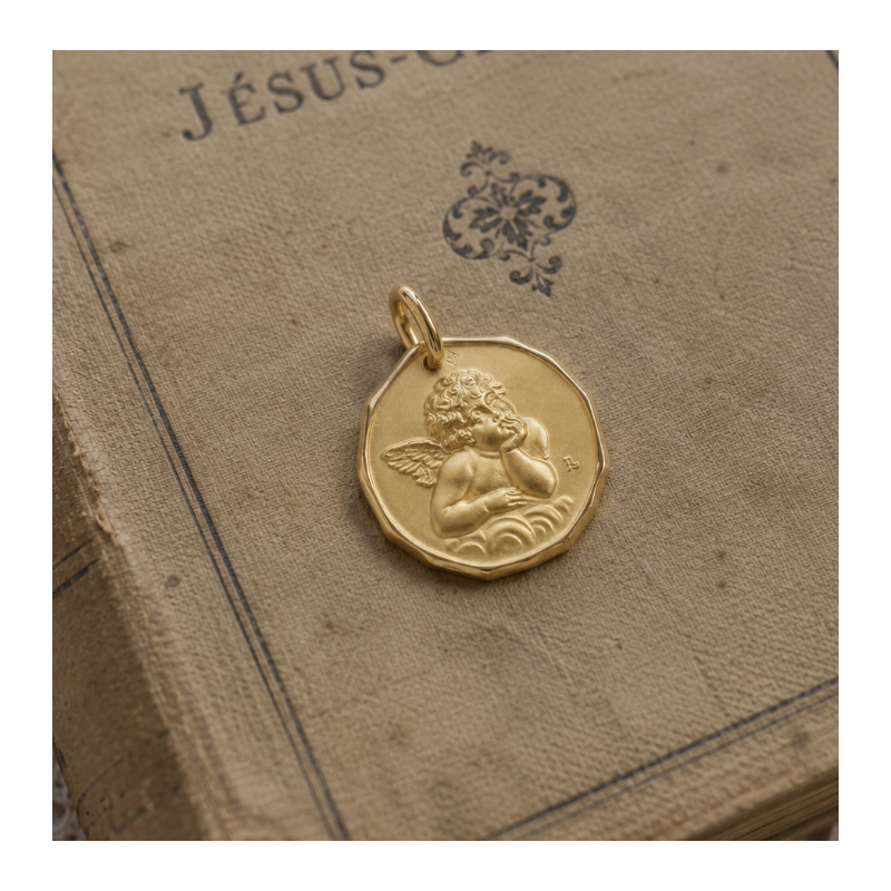 Médaille Séraphin biseauté (plaqué or)
