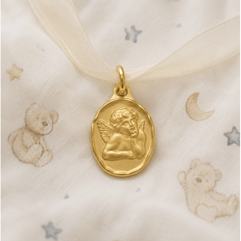 Médaille Angelot ovale (plaqué or)