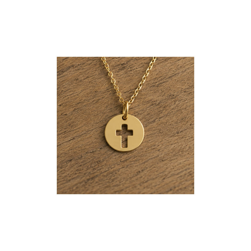 Médaillon croix ajourée (plaqué or)