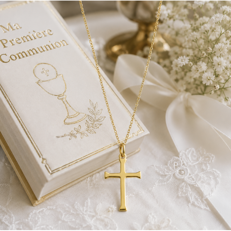 Pendentif Croix de la passion (plaqué or)