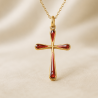 Pendentif Croix rouge (plaqué or)