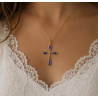 Pendentif Croix bleue (plaqué or)