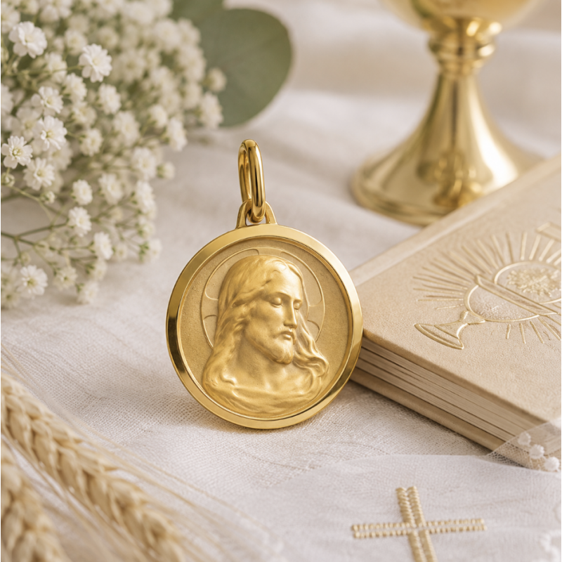 Médaille Jésus Christ brillant (plaqué or)