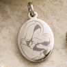 Médaille Laser Vierge à l'Enfant ovale (argent)