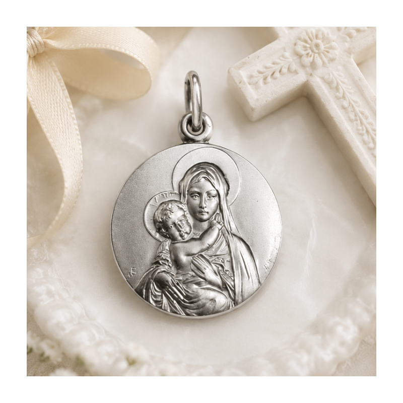 Médaille Vierge à l'Enfant de face (argent)