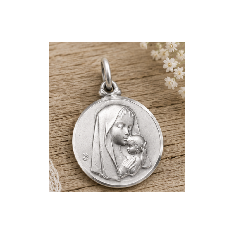 Médaille Vierge à l'Enfant en affection (argent)