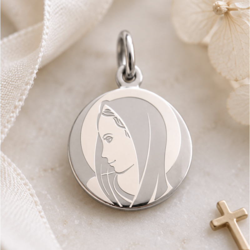 Médaille portrait Marie gravure laser (argent)