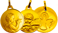 Médaille de baptême Anges Or 18 carats